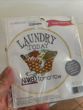 Dimensions 'Laundry Today' Cross Stitch Kit - White, Multicolor